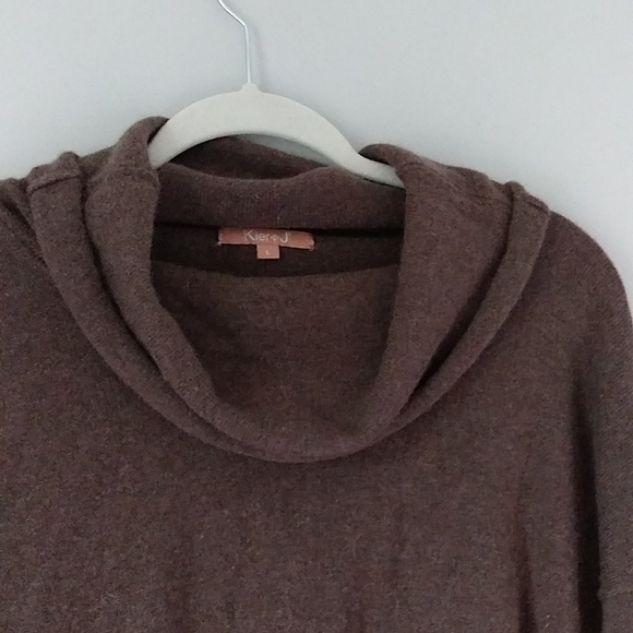 Kier & J Cashmere Sweater brown turtleneck side slits super soft size L - Picture 7 of 13